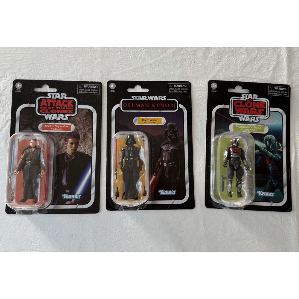 Star Wars Retro Collection Darth Vader Anakin Mandalorian Figure Lot Sealed